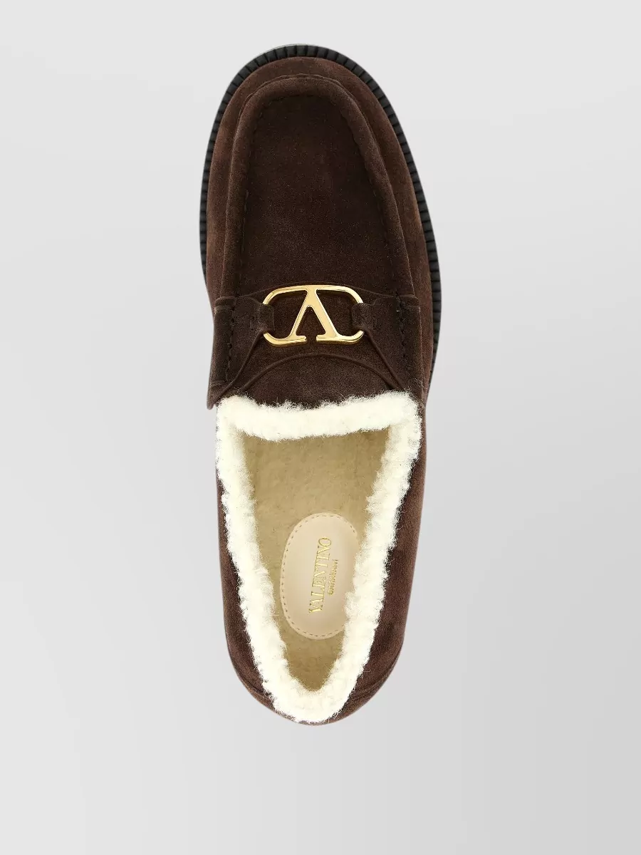 Valentino Garavani Leather Shearling-Lined Loafers