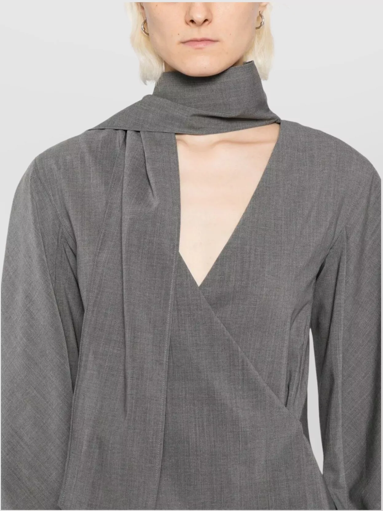 Jacquemus Draped V-Neck Long Sleeve Blouse