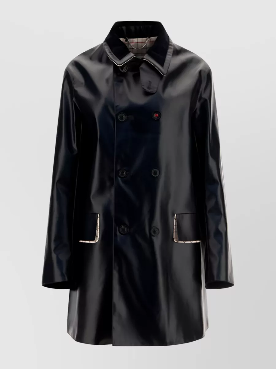 Shop Maison Margiela Glossy Cotton Double-breasted Coat In Black