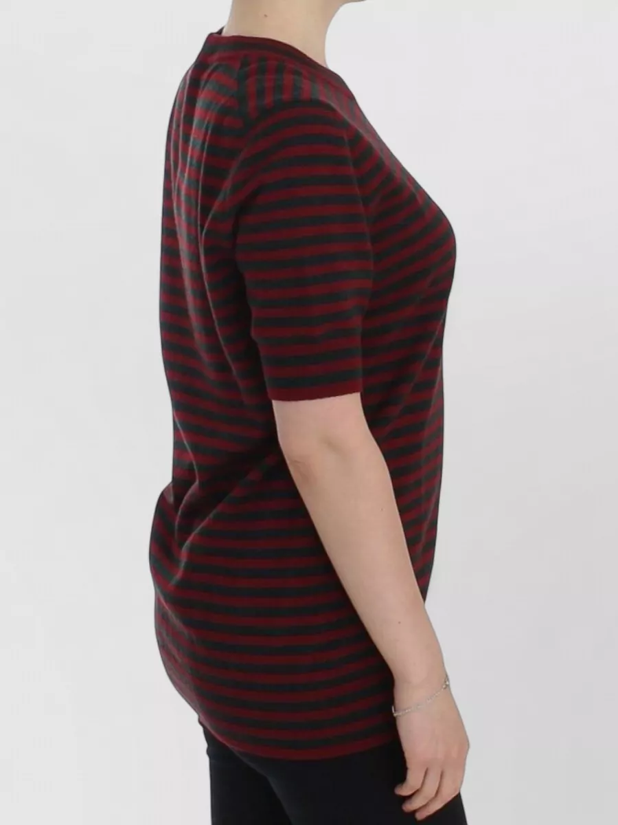 Dolce&Gabbana Striped Cashmere Short-Sleeve Crewneck Sweater
