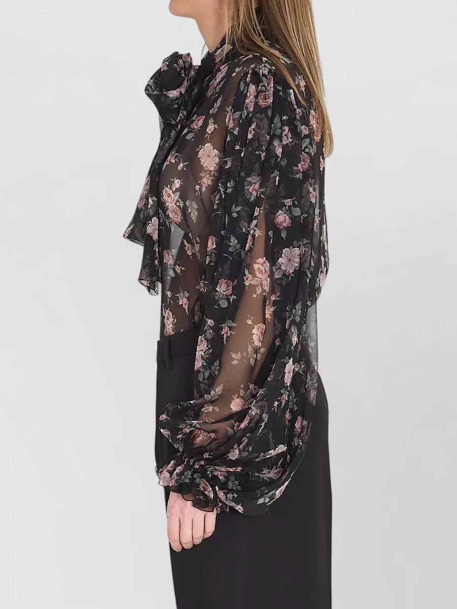 Dolce&Gabbana Silk Chiffon Top Vintage Rose Print