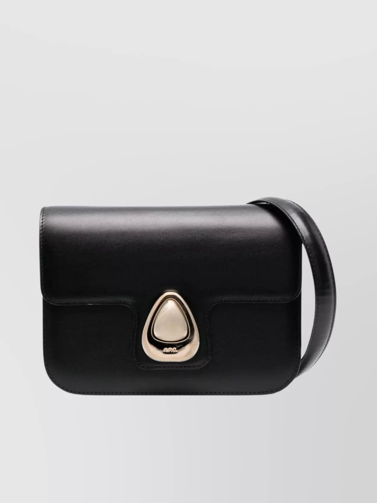 Shop Apc Slim Leather Crossbody Bag With Adjustable Strap In Black