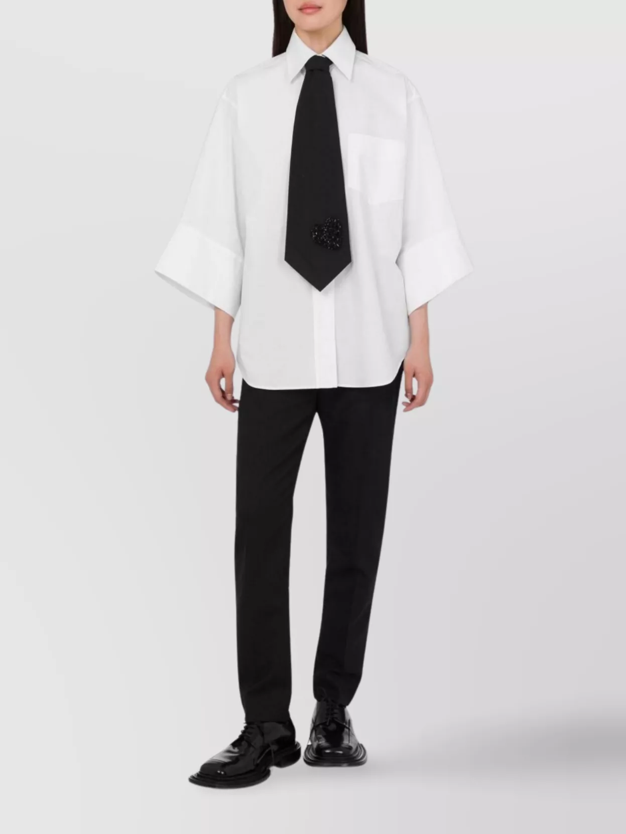Moschino Stylish Top Featuring Wide Sleeves And Collar In White