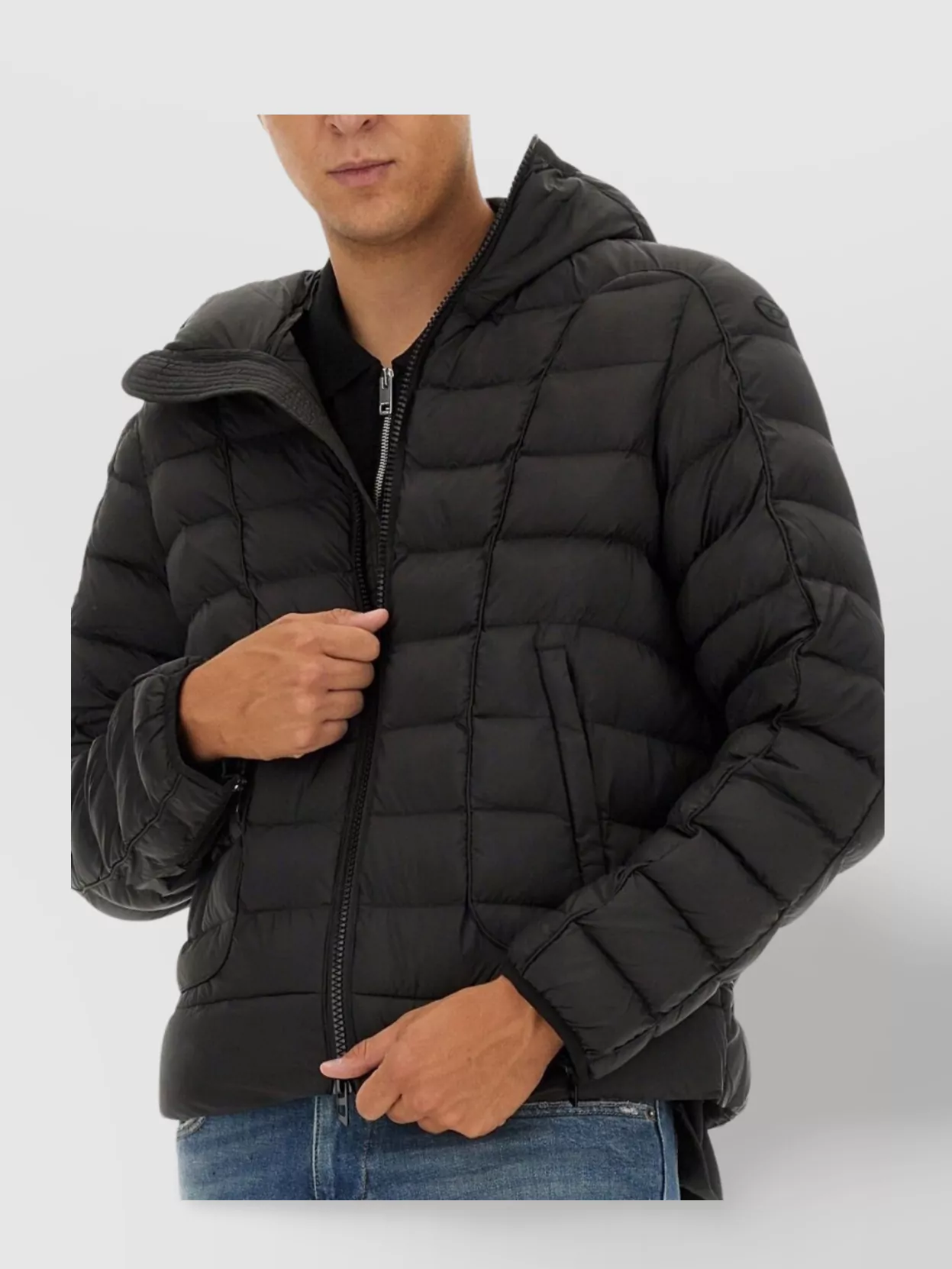Diesel Hooded Quilted Jacket Side Pockets
