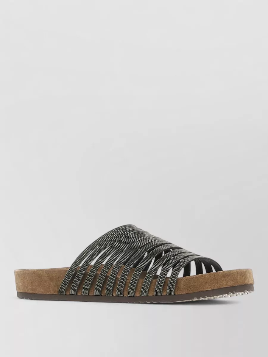 Brunello Cucinelli embellished leather slides