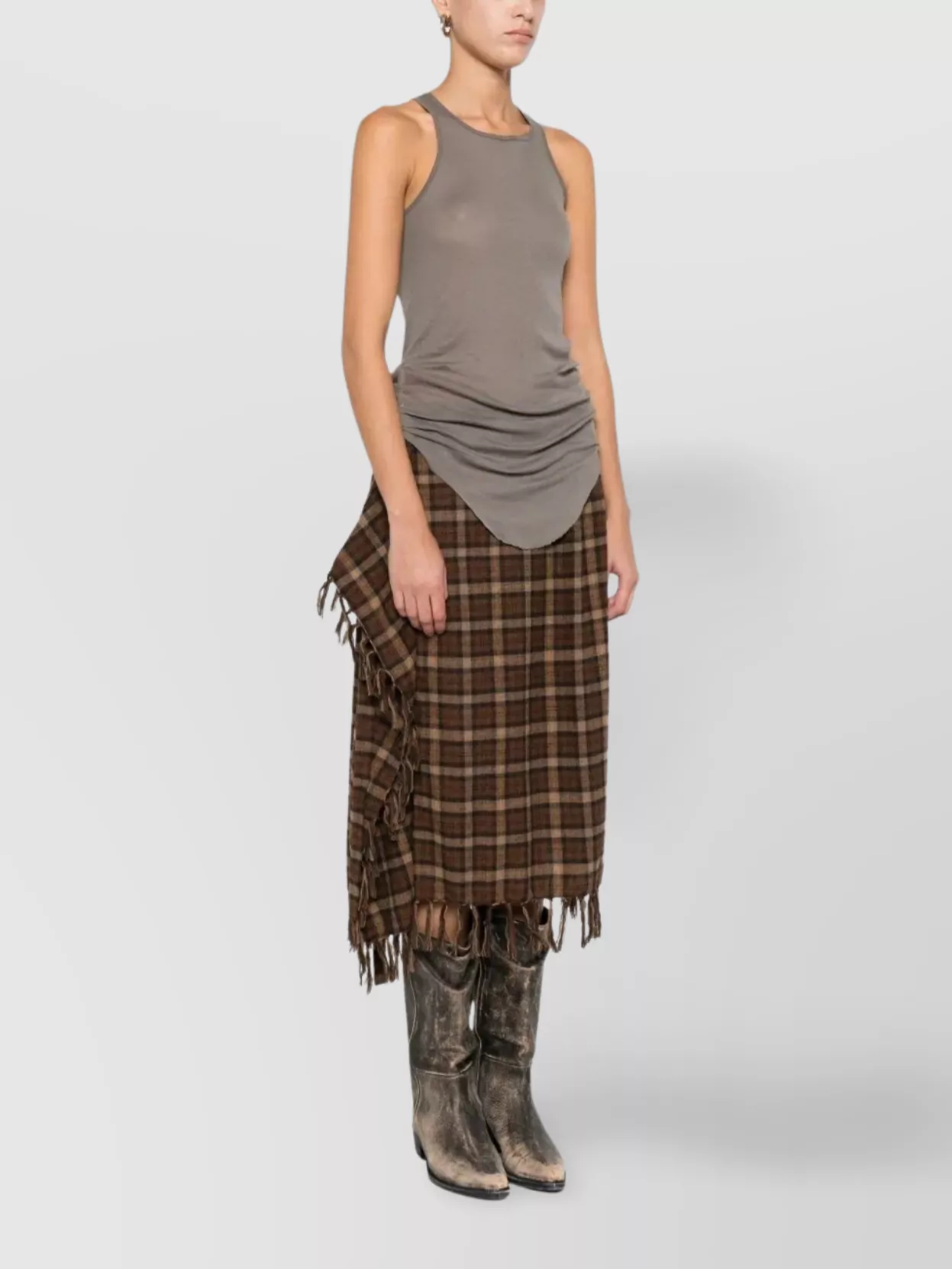 Rick Owens Curved Hem Sleeveless Racerback Tank