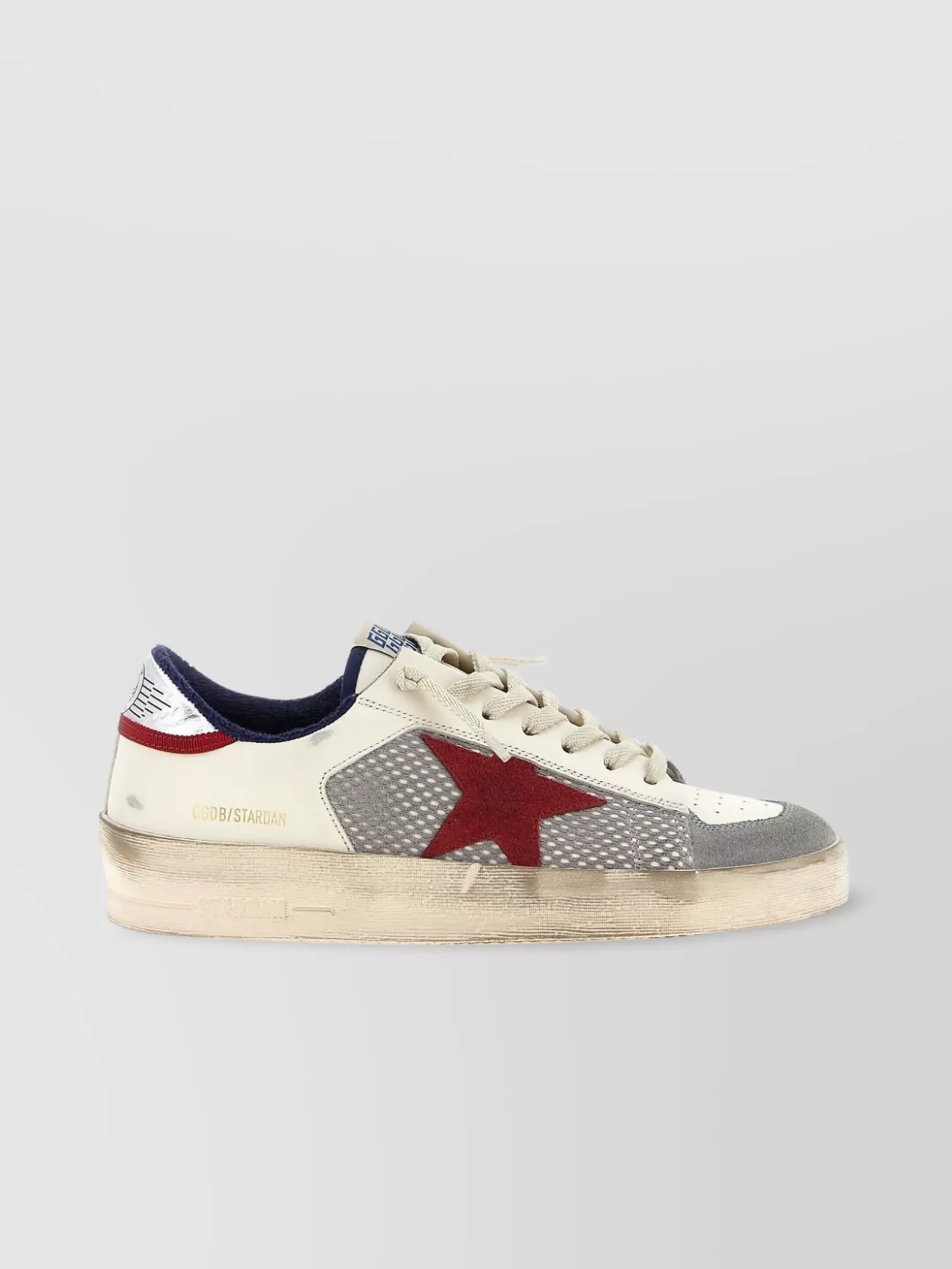 Golden Goose Stardan Leather And Net Upper Suede Toe And Star Laminated Heel Sneakers White In Multi