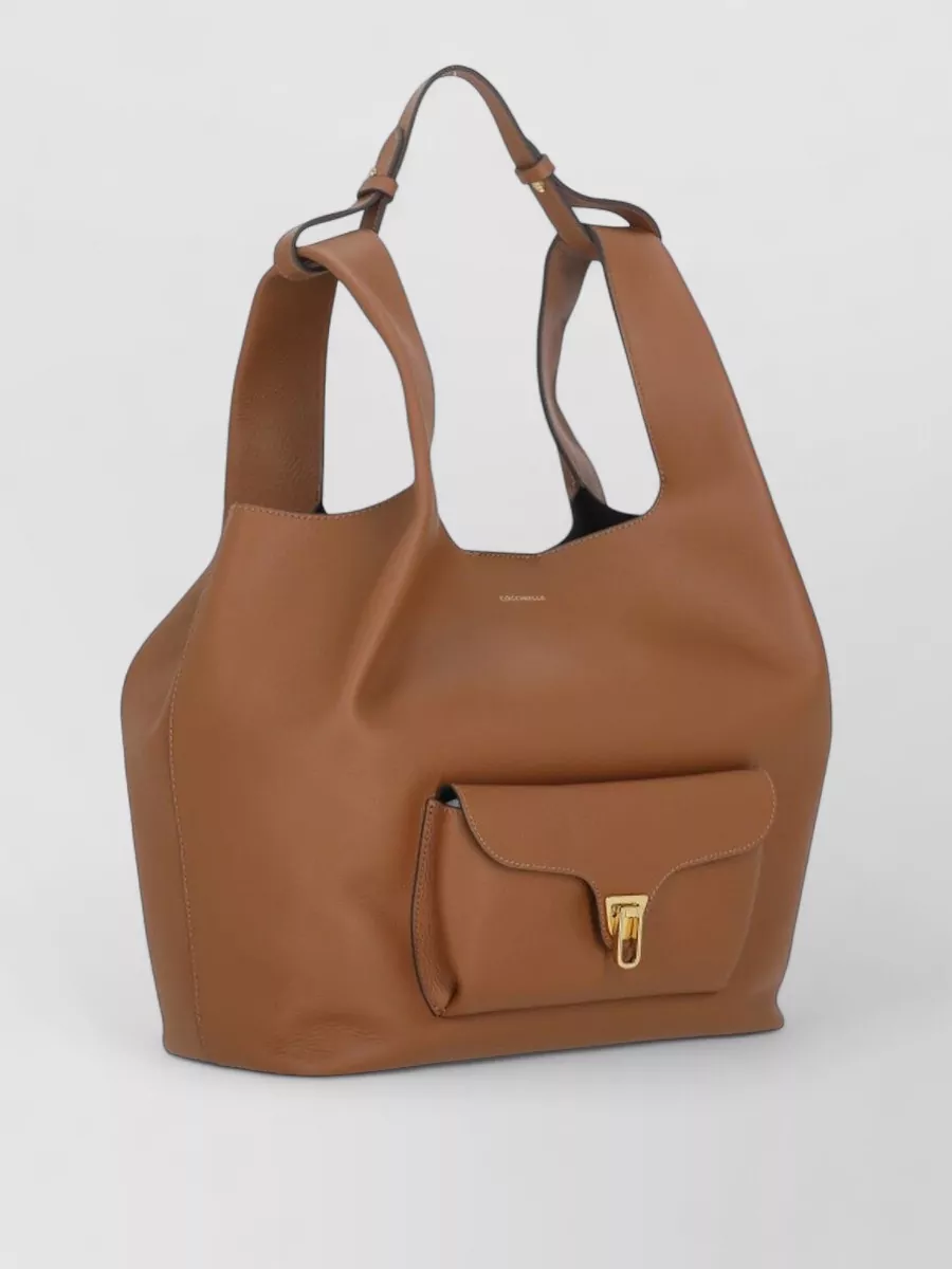 Coccinelle Shoulder Bag Shopping Style Leather Pocket