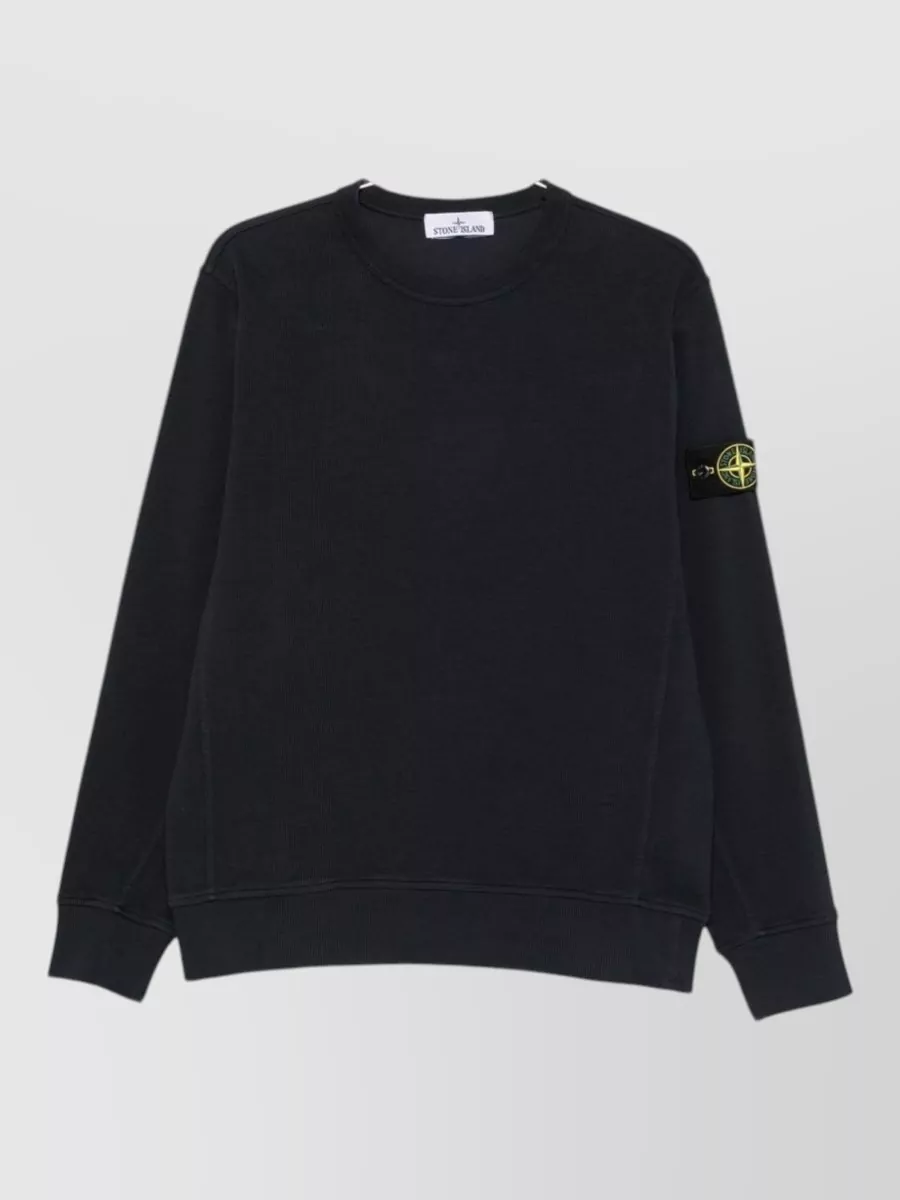 Stone Island cotton ribbed crew neck long-sleeve sweatshirt