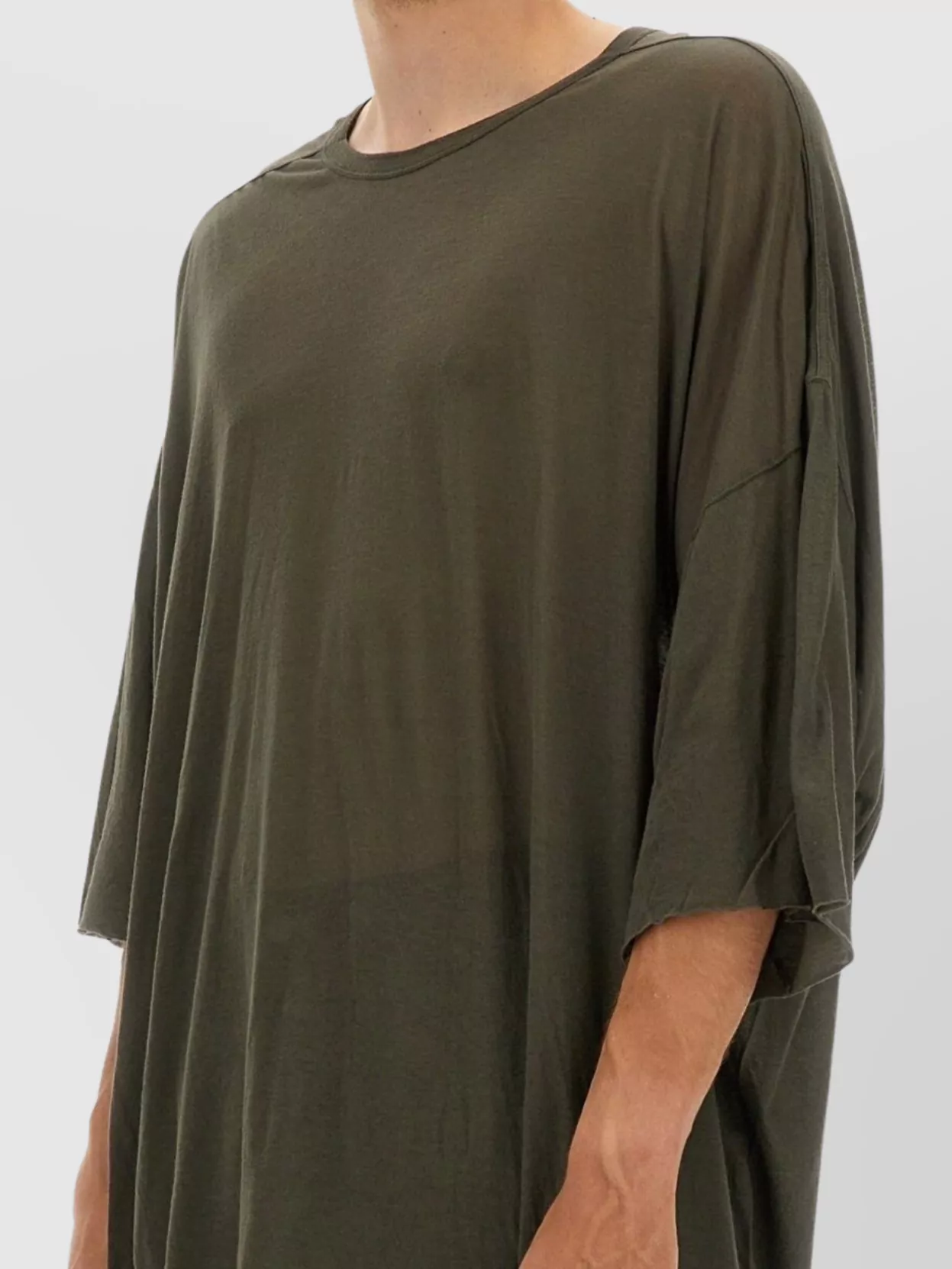 Rick Owens Tommy Oversized Sheer Round Neck T-Shirt