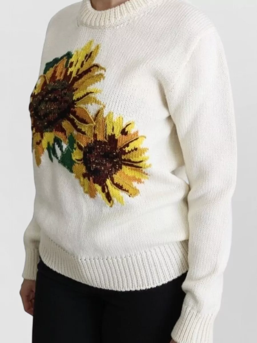 Dolce&Gabbana Cashmere Wool Floral-Embroidered Sweater