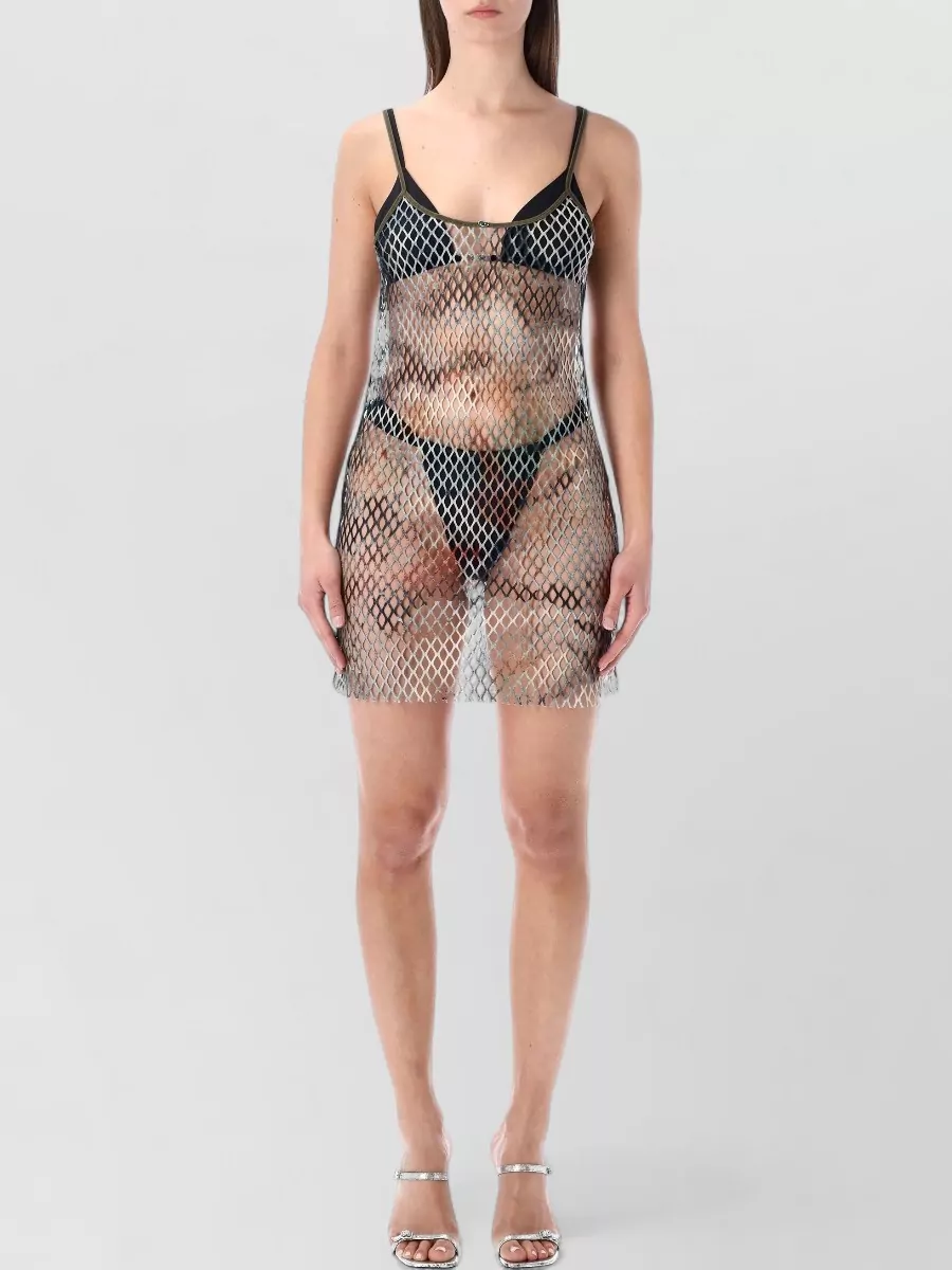 Diesel Mesh printed mini beach dress