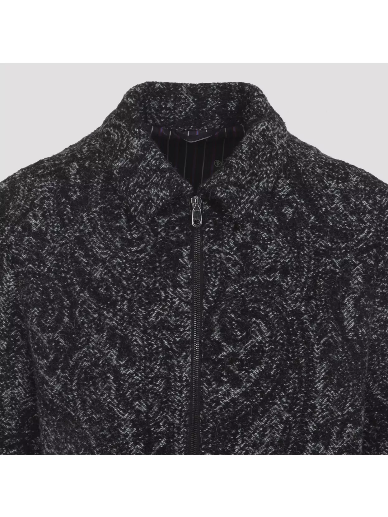 Etro Textured Fabric Shirt Collar Bomber Jacket
