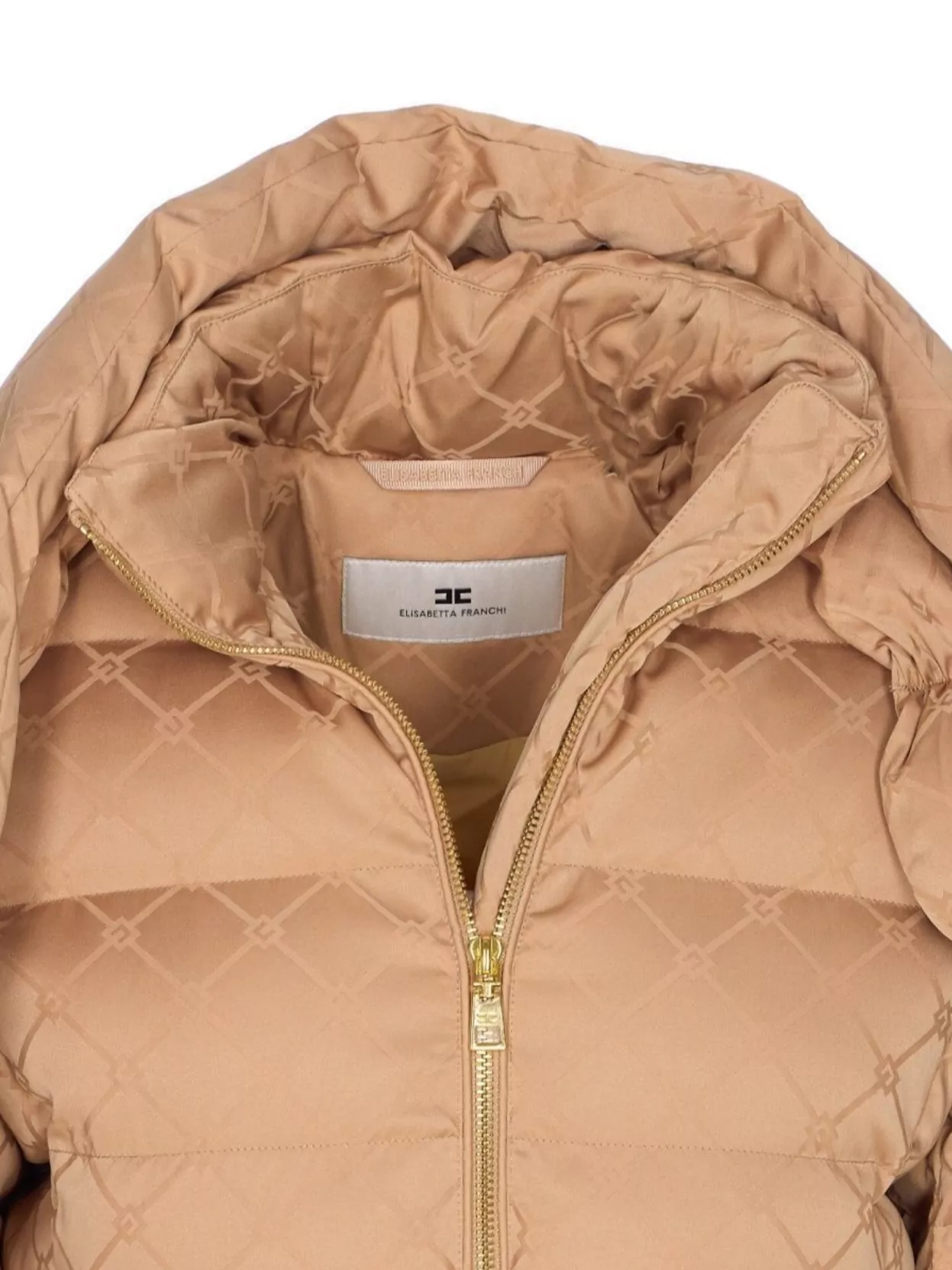 Elisabetta Franchi Quilted Down Jacket Removable Hood