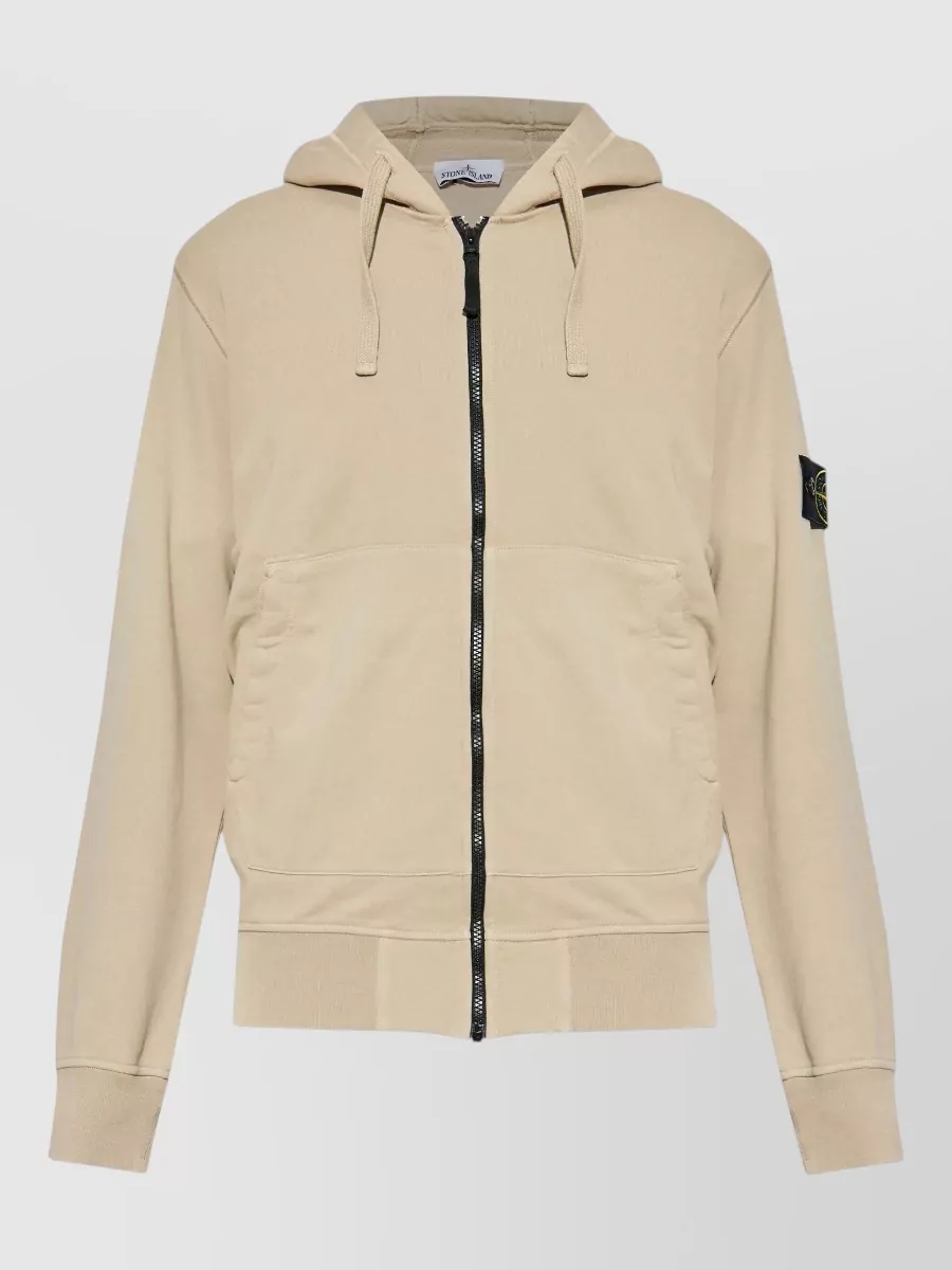 Stone Island Cotton hooded zip-up sweatshirt