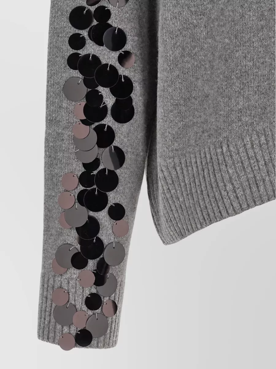 Nude Wool V-Neck Sequin Sweater