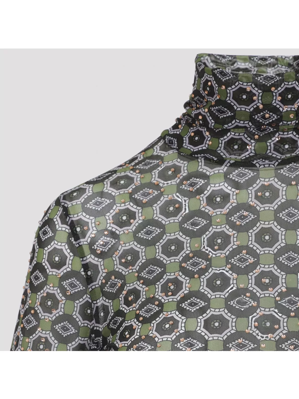 Dries Van Noten Geometric Pattern Sheer Turtleneck Knitwear