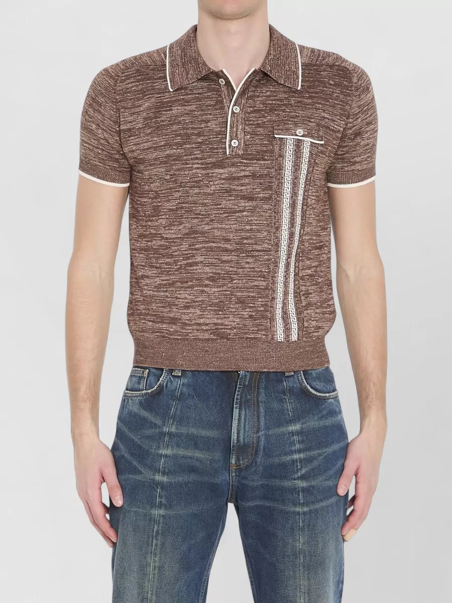 Versace Silk-Blend Mouliné Knit Polo Shirt