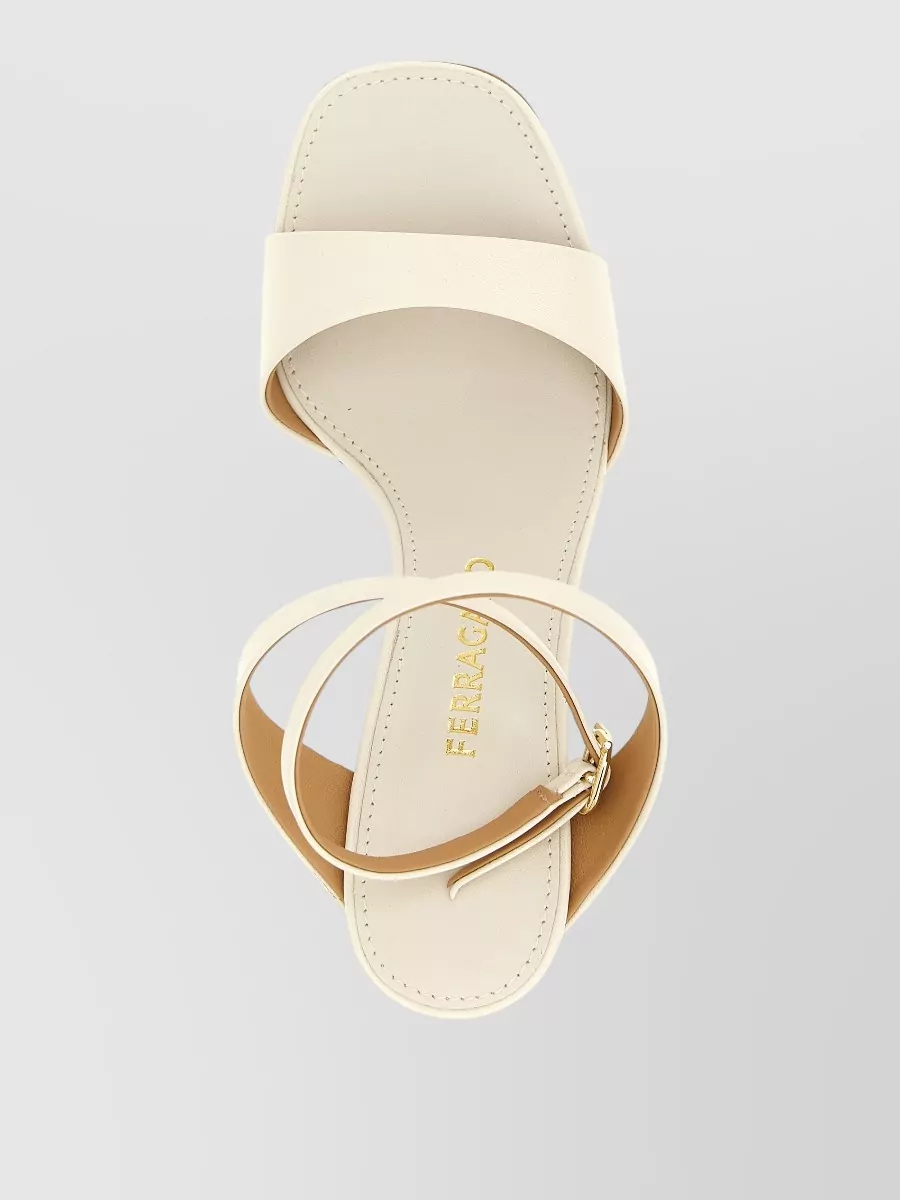 Ferragamo Teresy Sandals Open Toe Leather Sole Ankle Strap