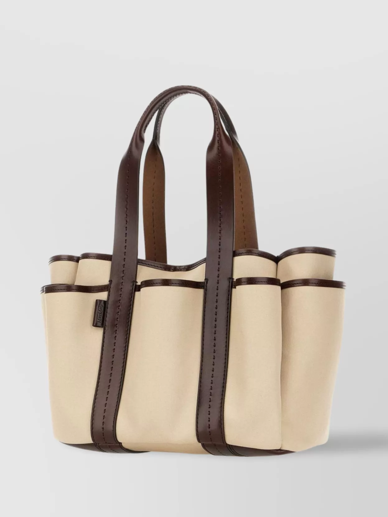 Max Mara Cotton Canvas Tote Bag With Leather Handles
