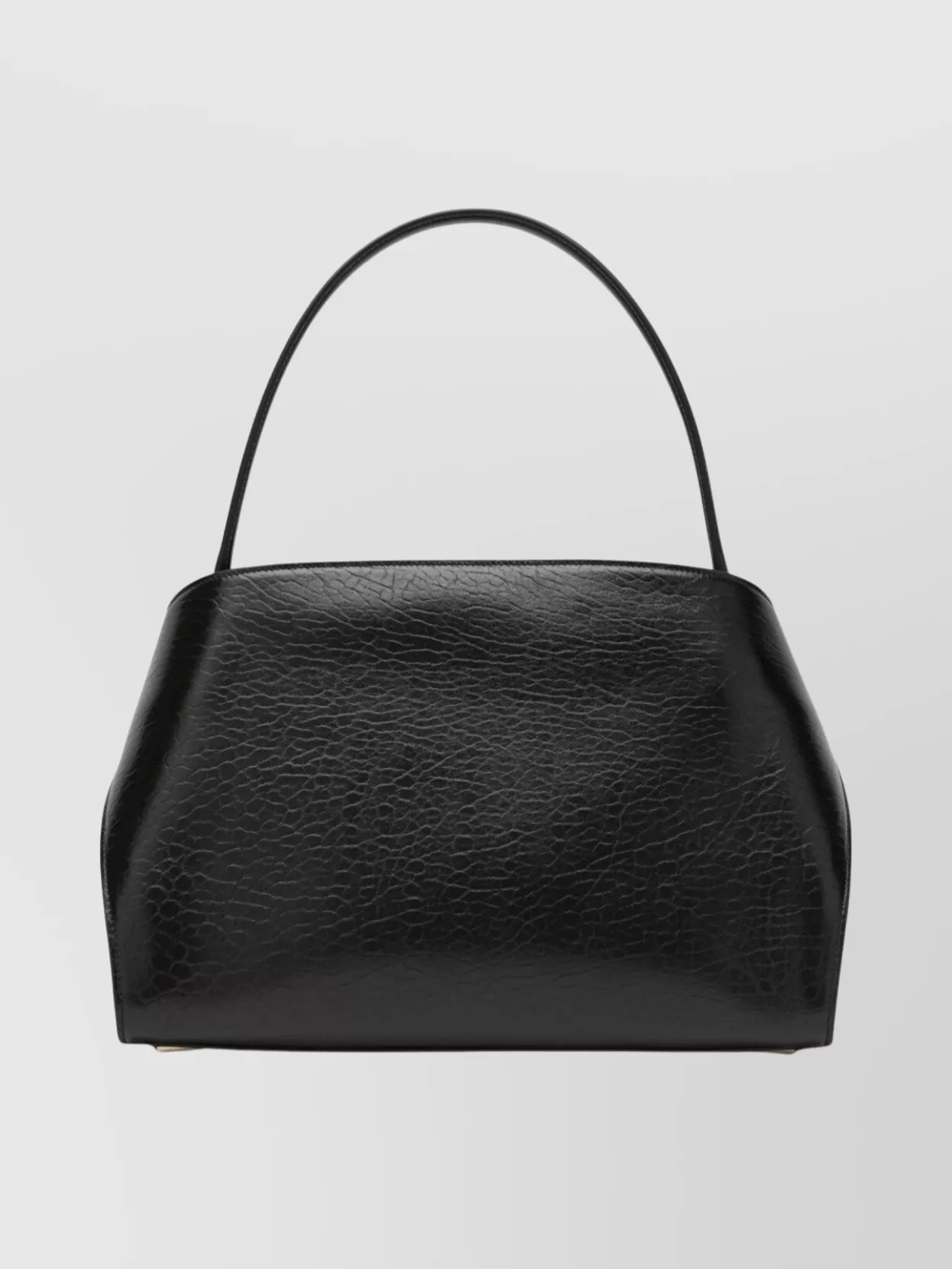 Ferragamo Leather Hug M Handbag With Metal Accents In Black