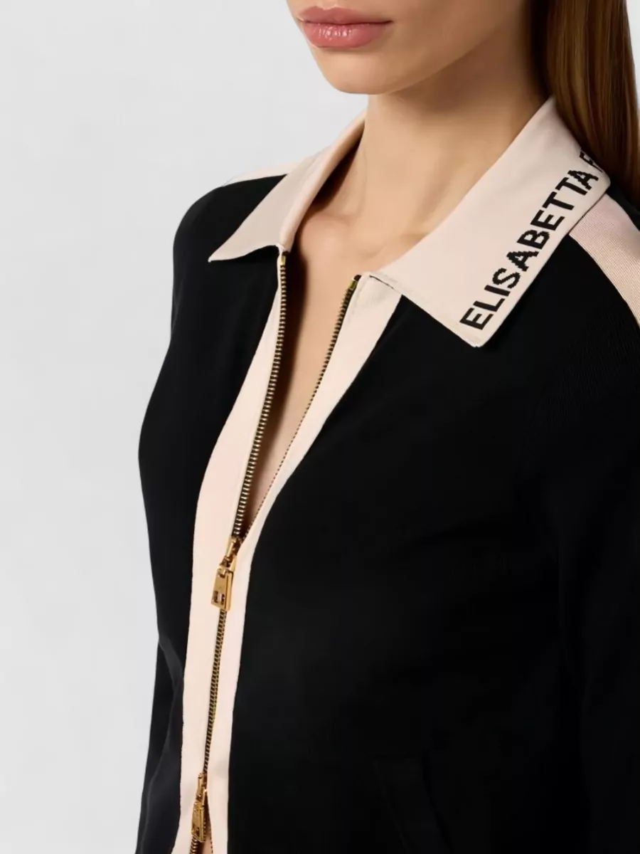 Elisabetta Franchi Knit Cardigan Long Sleeves Contrast Collar