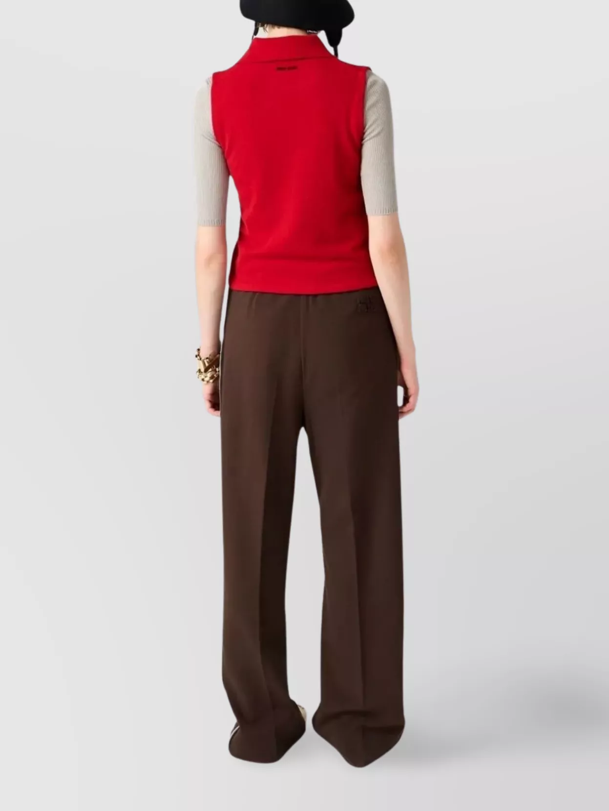 Miu Miu Cashmere Polo Top Ribbed Collar