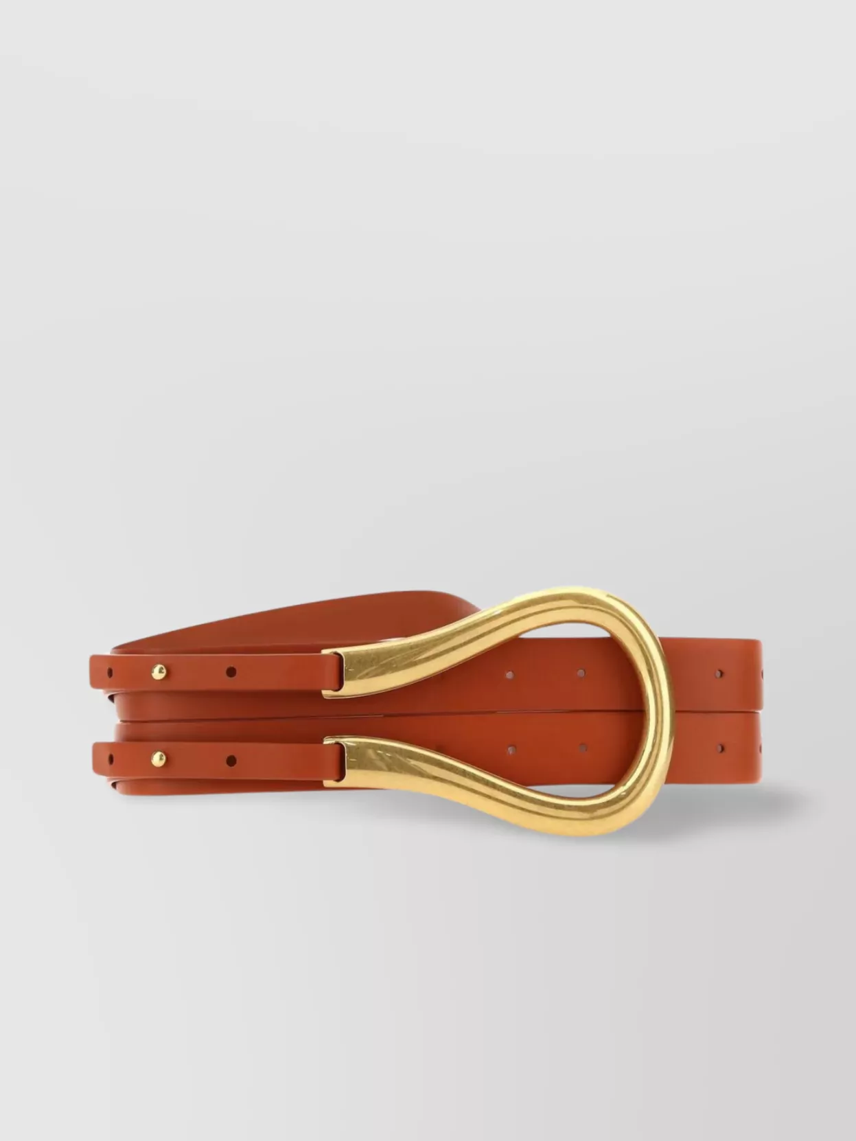 Shop Bottega Veneta Adjustable Calf Leather Belt With Unique Metal Buckle In Brown
