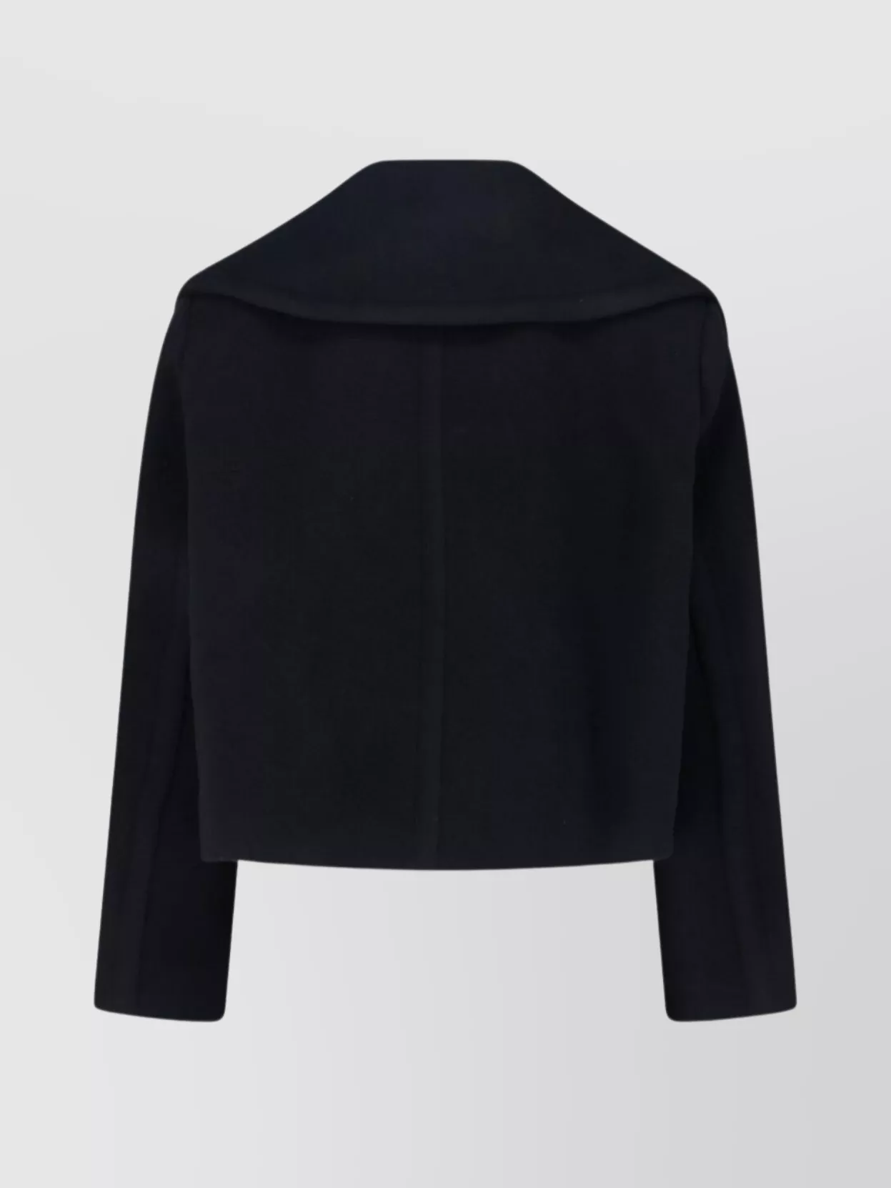 Patou Cropped Double Breasted Coat With Gold Buttons In Black