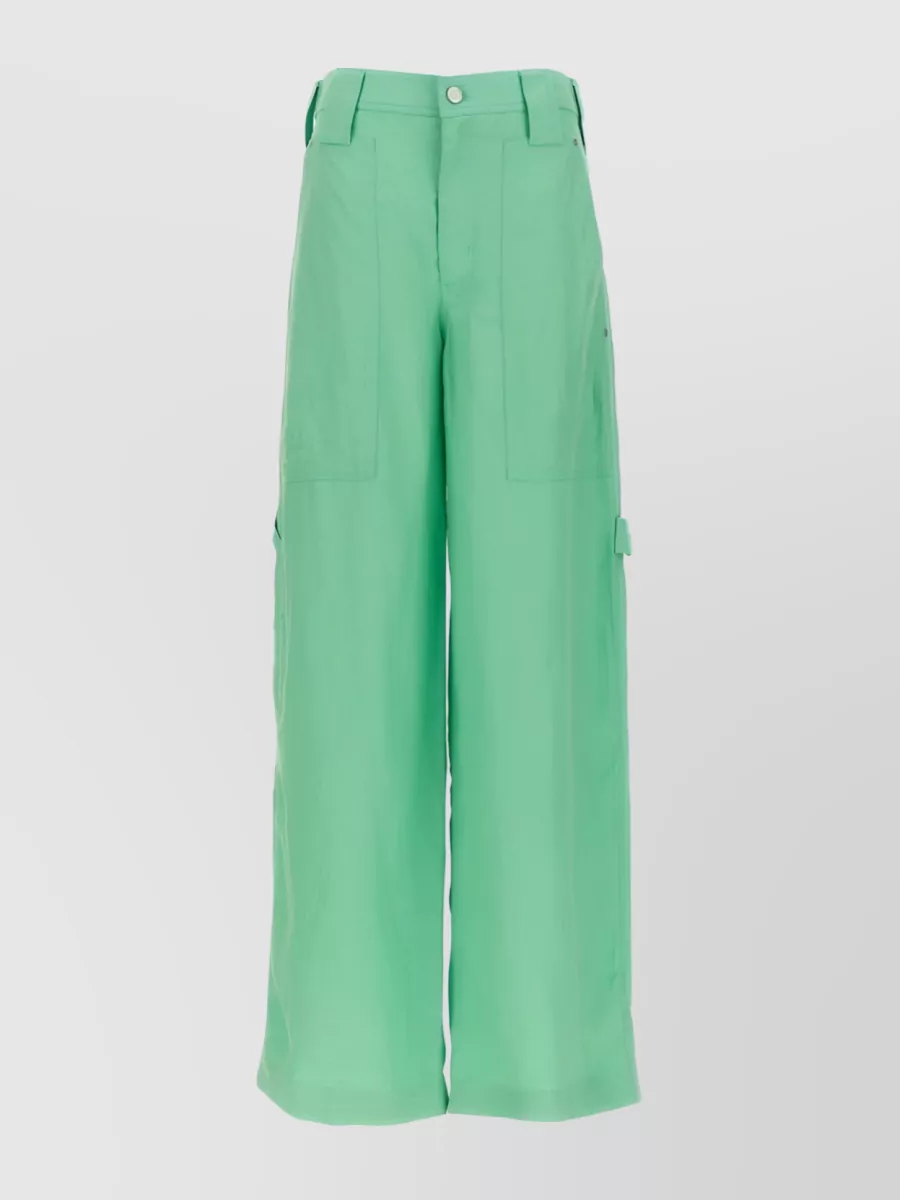 Shop Stella Mccartney Laidback Linen Blend Wide-leg Trousers In Pastel