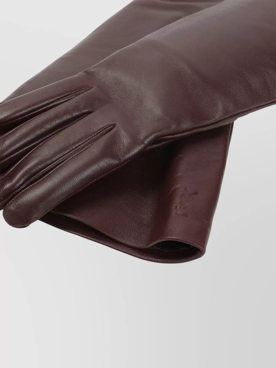 Saint Laurent Long Length Five Finger Smooth Gloves
