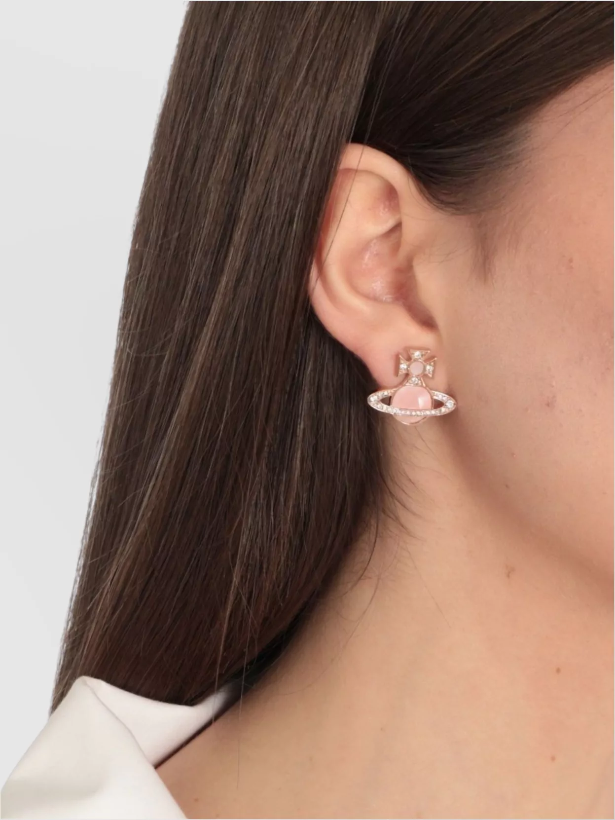 Vivienne Westwood Orb Stud Brass Earrings With Strass Embellishments