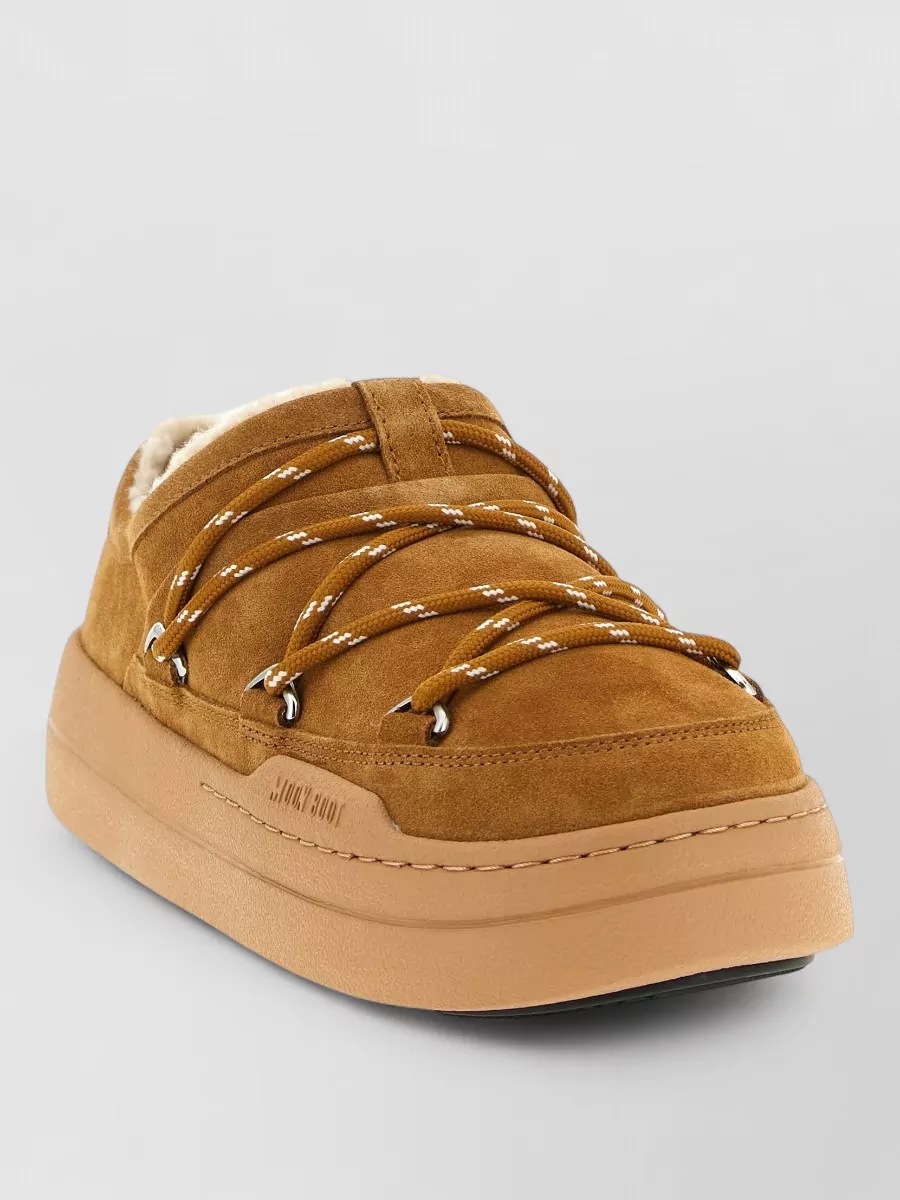 Moon Boot Park Slipper Mules Round Toe Laces In Brown