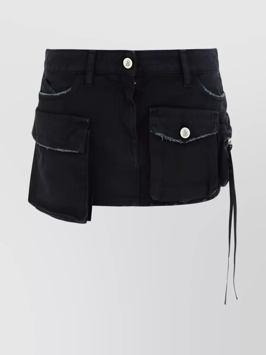 Shop Attico Fay Cotton Low-rise Denim Miniskirt In Black