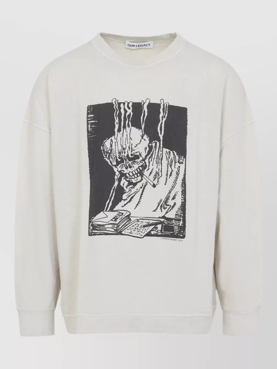 Our Legacy Cotton Linen Oversized Graphic Sweatshirt
