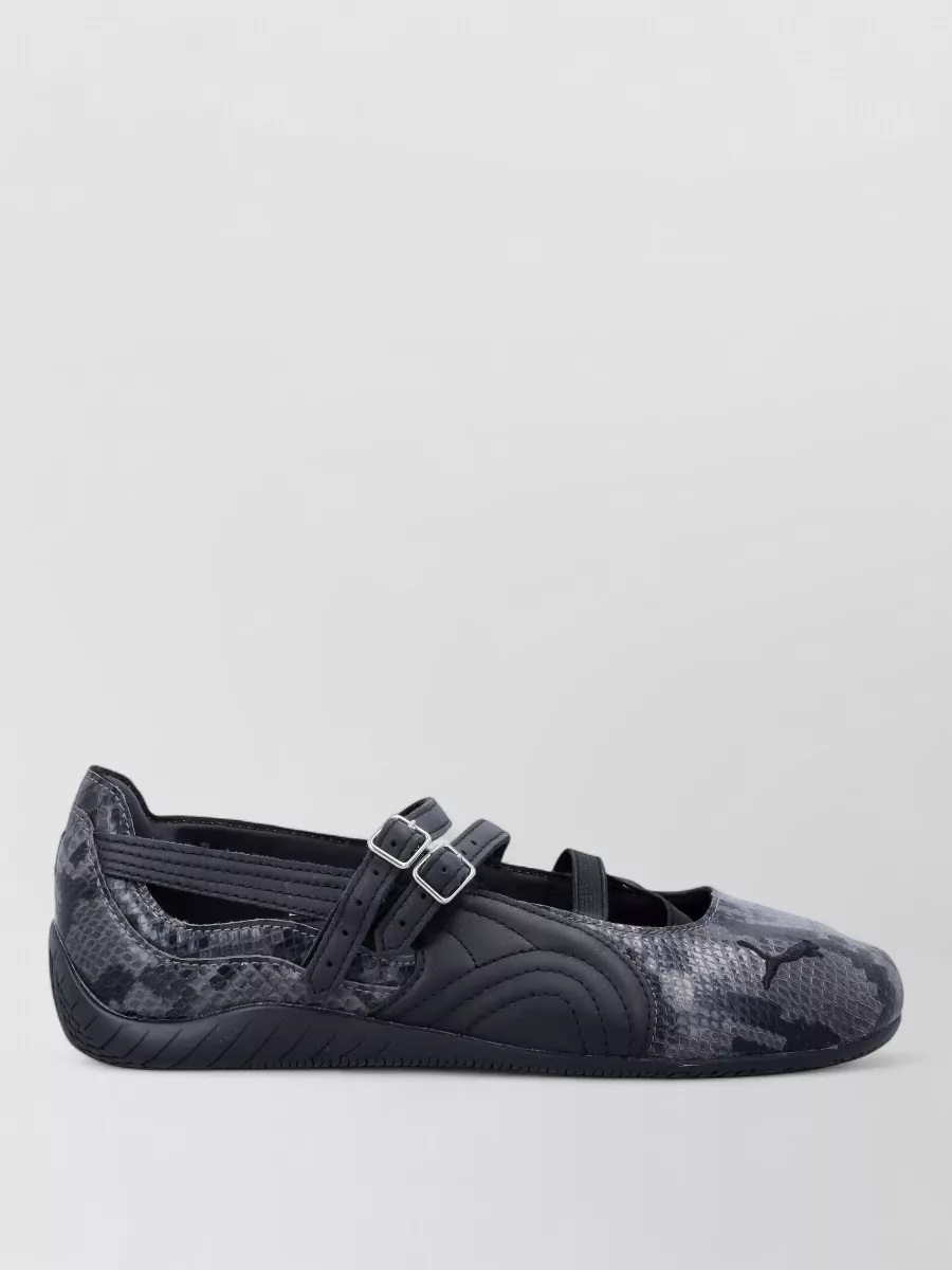Puma Leather Snake-Effect Ballerina Flats