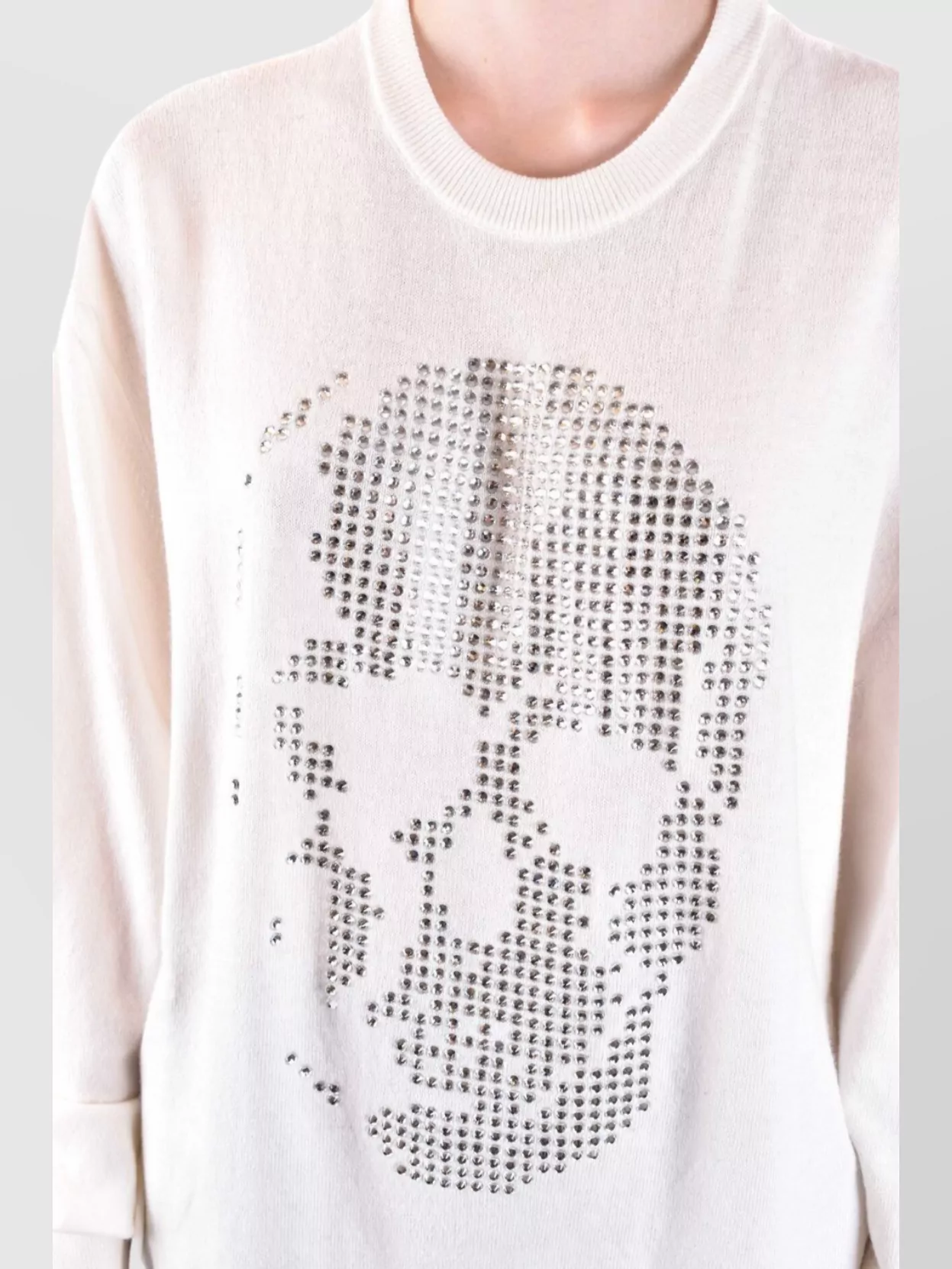 Philipp Plein Crew Neck Embellished Ribbed Knitwear