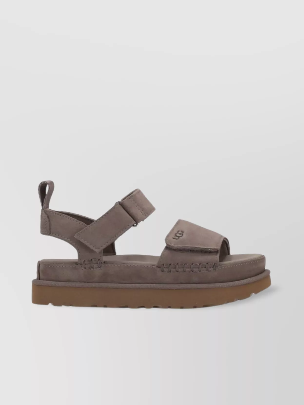 Ugg Suede Open Toe Flat Sole Sandals In Gray