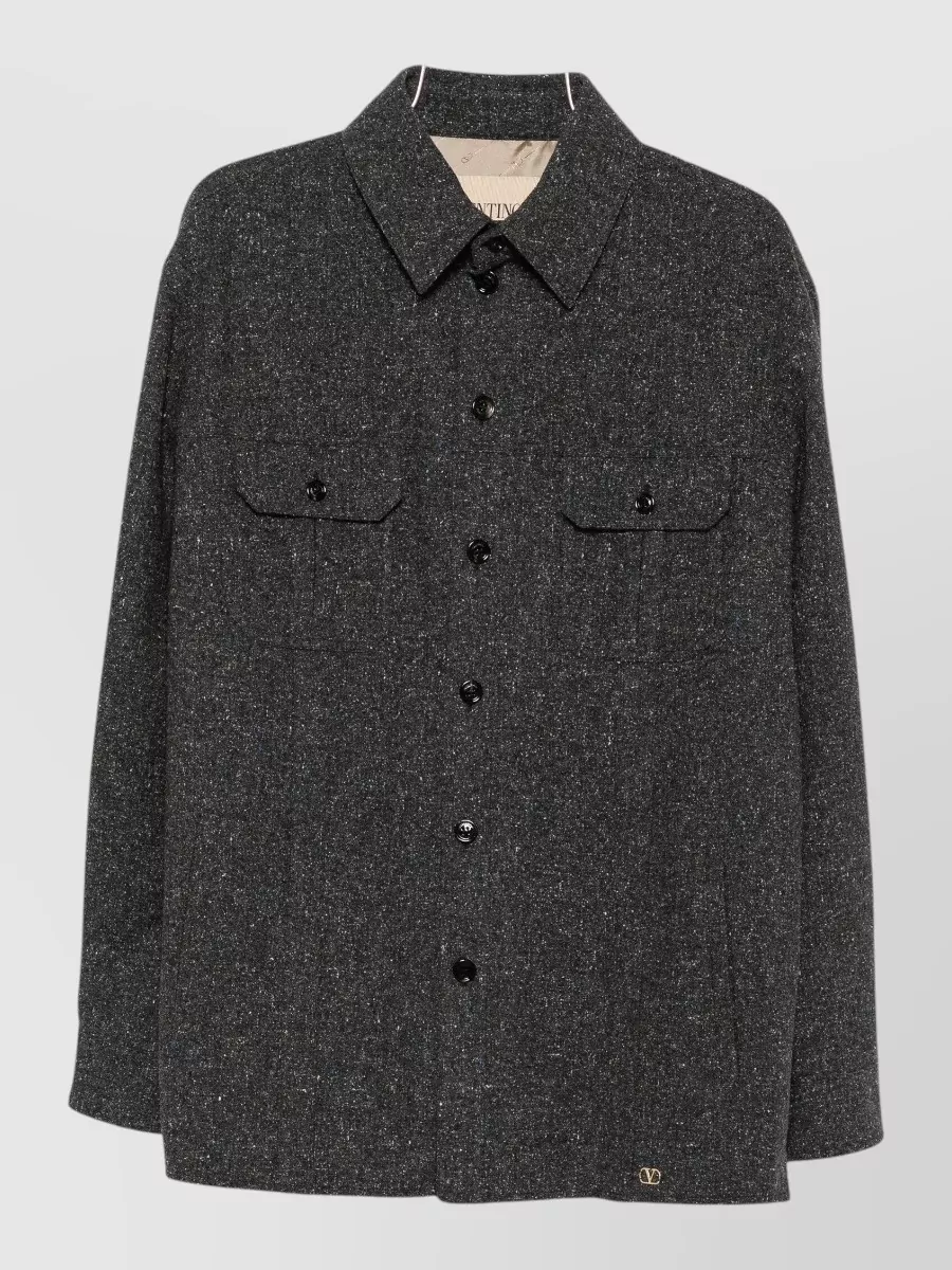 Valentino Flecked Wool Silk Shirt Jacket