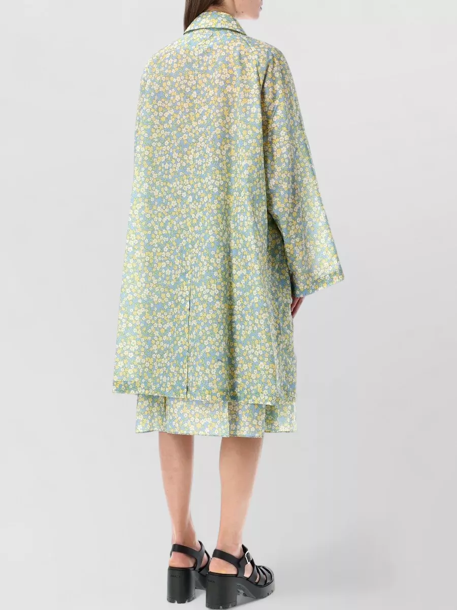 Prada Floral-Print Single-Breasted Trench Coat