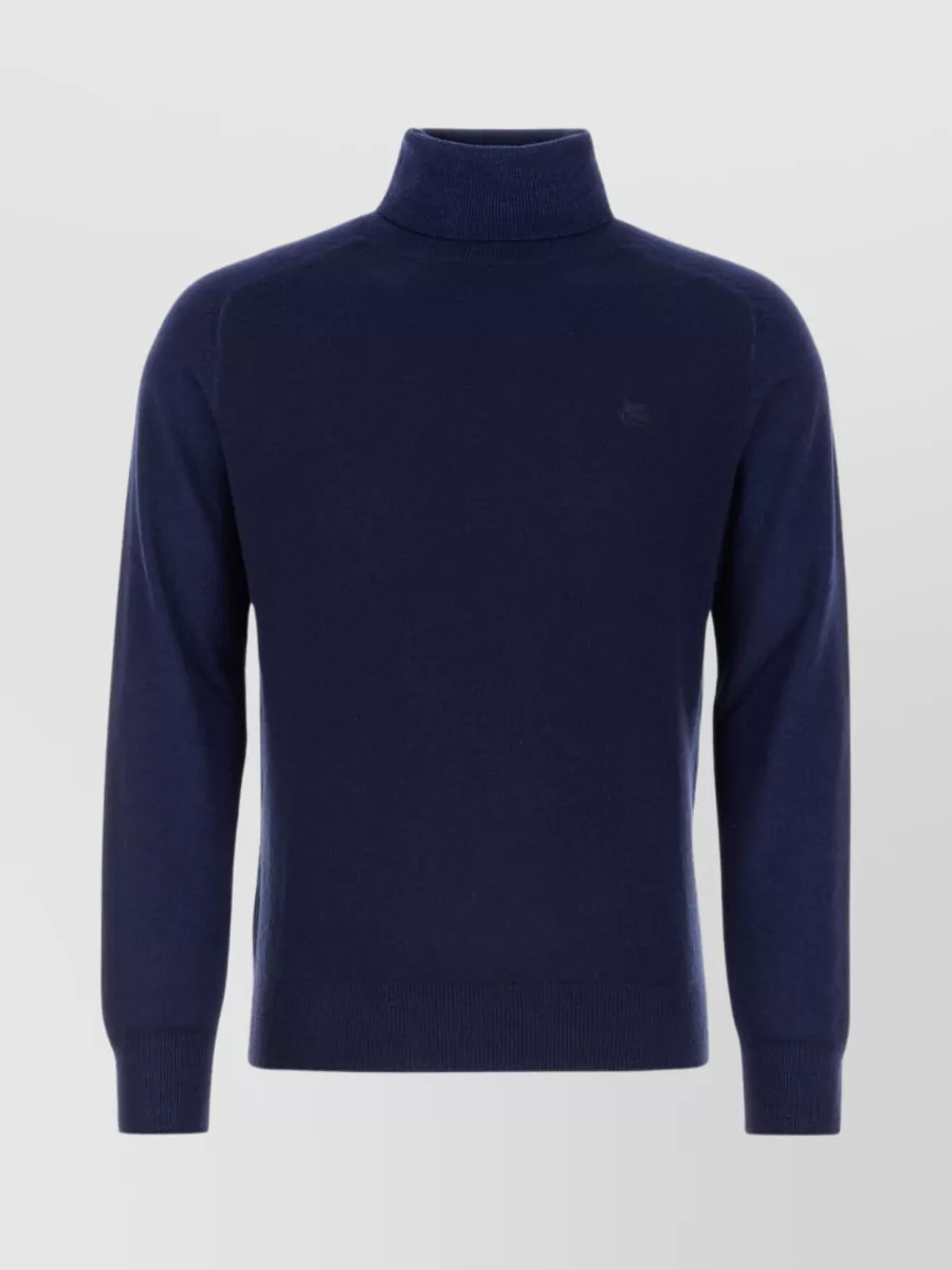Shop Etro Ribbed Wool Turtleneck Sweater In Blue