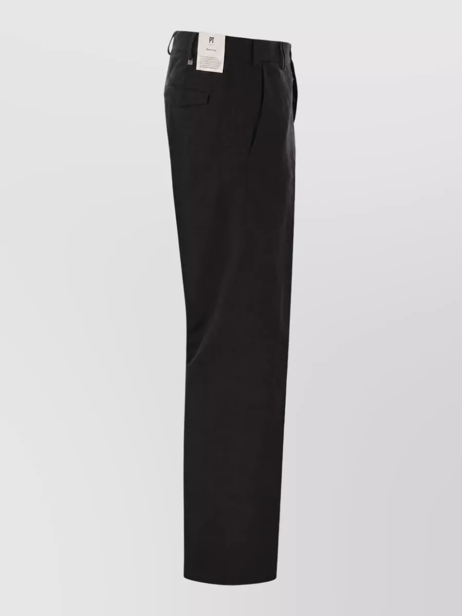 Pt Torino Cotton linen straight-leg trousers