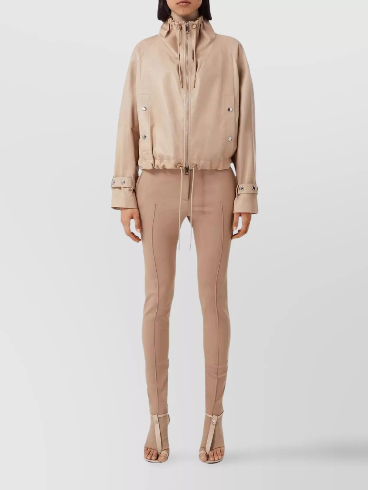 Burberry Cropped Leather Jacket Adjustable Hem