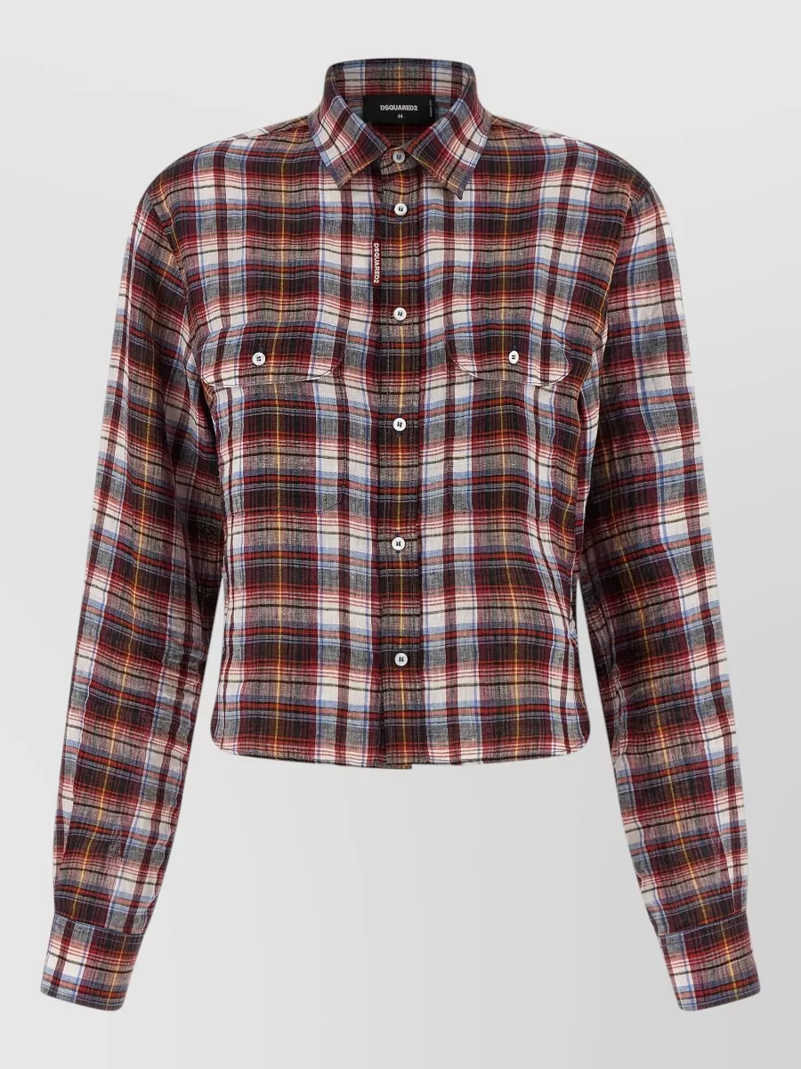 Dsquared2 Check Shirt Collared Neck Long Sleeves Pockets In Multi