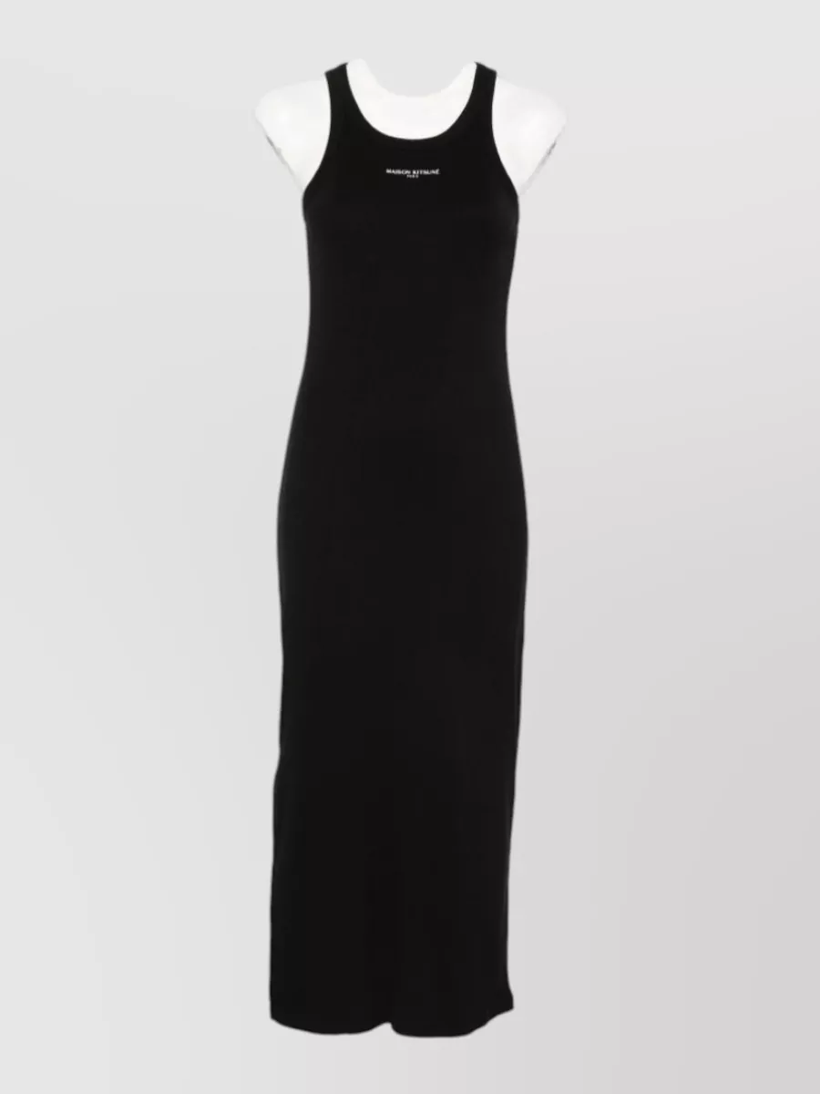 Maison Kitsuné ribbed sleeveless midi dress