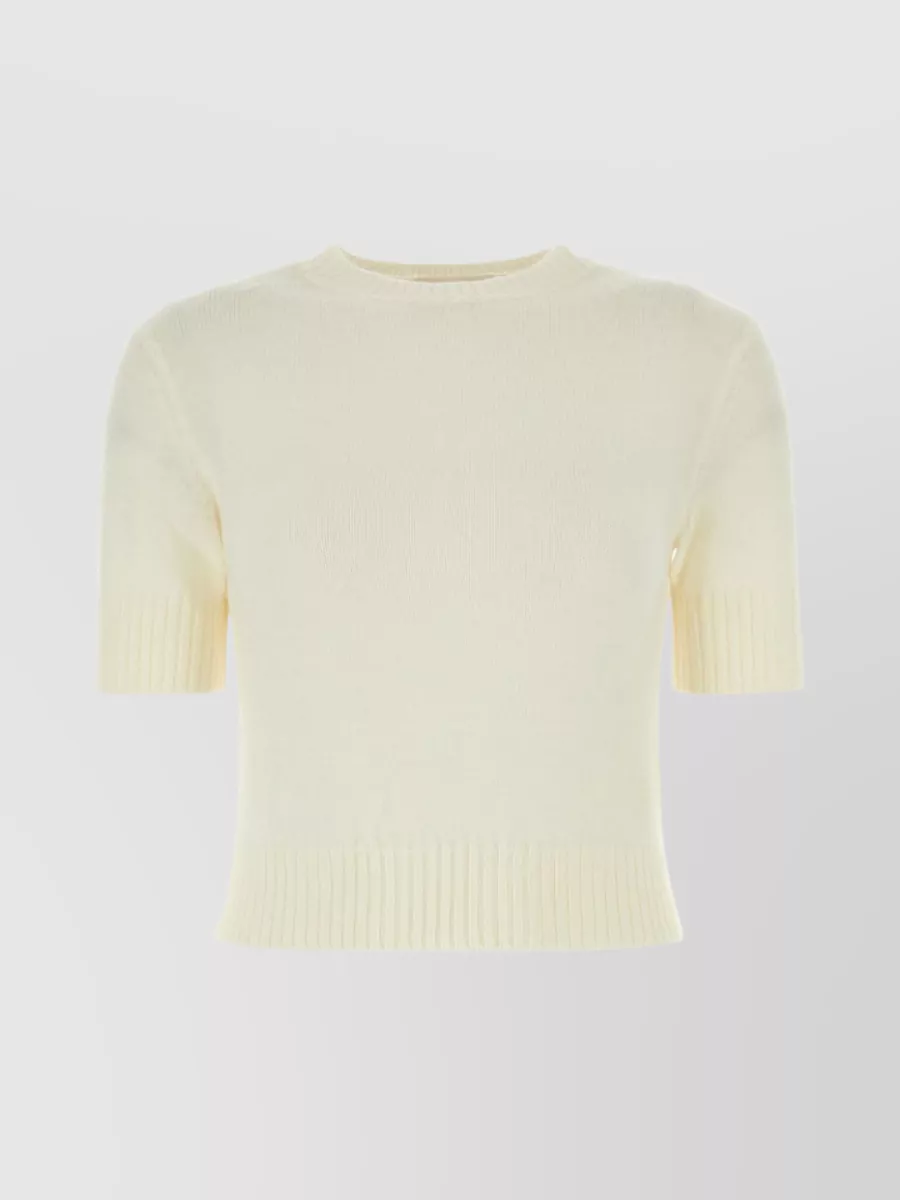 Shop Jil Sander Short Sleeve Crew Neck Ribbed Sweater In Pastel