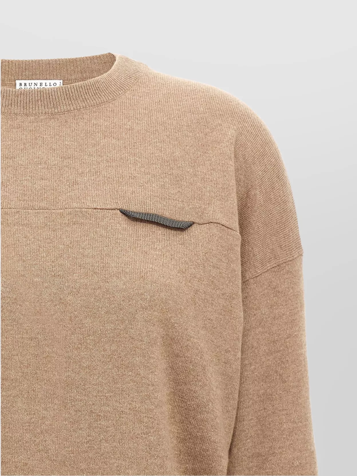 Brunello Cucinelli Cropped Knit Sweater Crew Neck