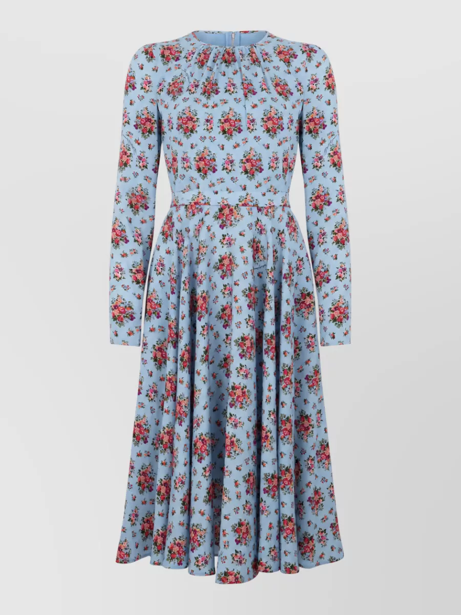 Dolce&Gabbana silk floral-print long-sleeve midi dress