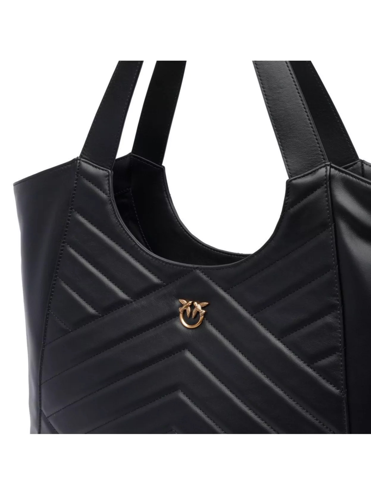 Pinko Chevron Quilted Puzzle Tote Bag Handles