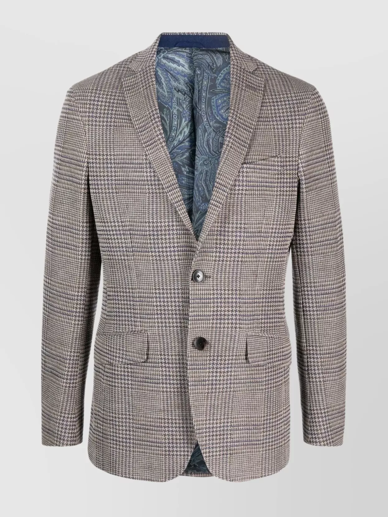 Shop Etro Structured Wool Blazer With Notch Lapels In Grey